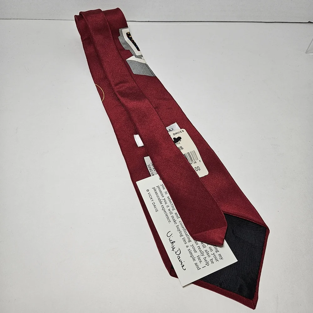 NEW Vicky Davis Red Silk Neck Tie Mouse Trap Computer 3D Mouse Retro Gaming Nerd